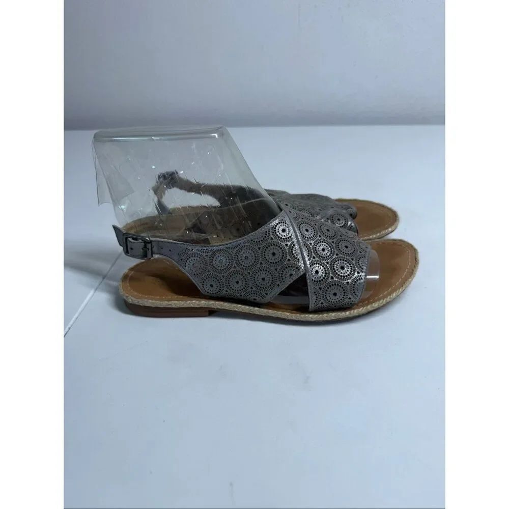 Johnston & Murphy Willow Perf Leather Sandals Sz 9 Silver Metallic BRAZIL